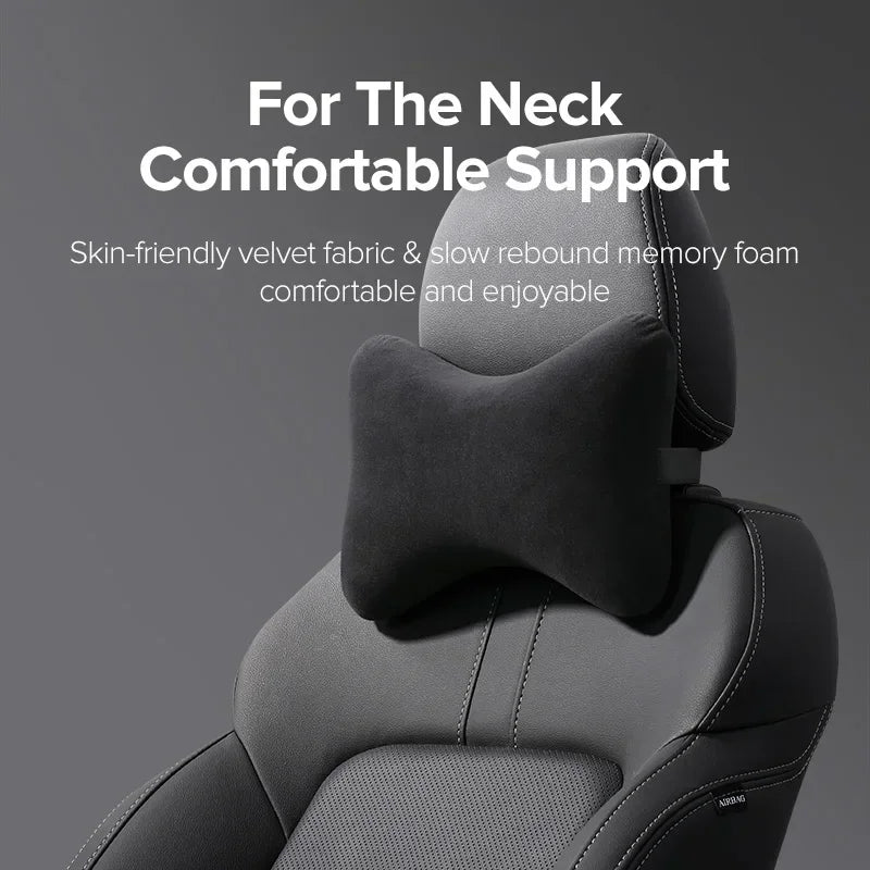 Adjustable Auto Head Neck Pillow Bound-Shaped Memory Foam Car Seat Support Waist Cushion Massage Neck Car Headrest